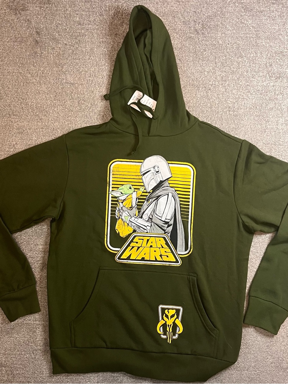 Star Wars The Mandalorian Graphic Hoodie w/Grogu NWT size S Geekcore A2-25